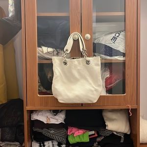 Small Everyday white leather bag, summer bag